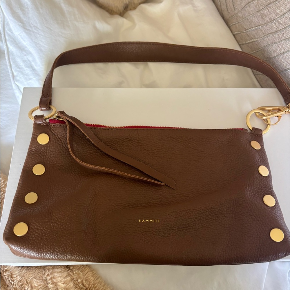 Hammitt Brown Shoulder Bag with Gold Accents